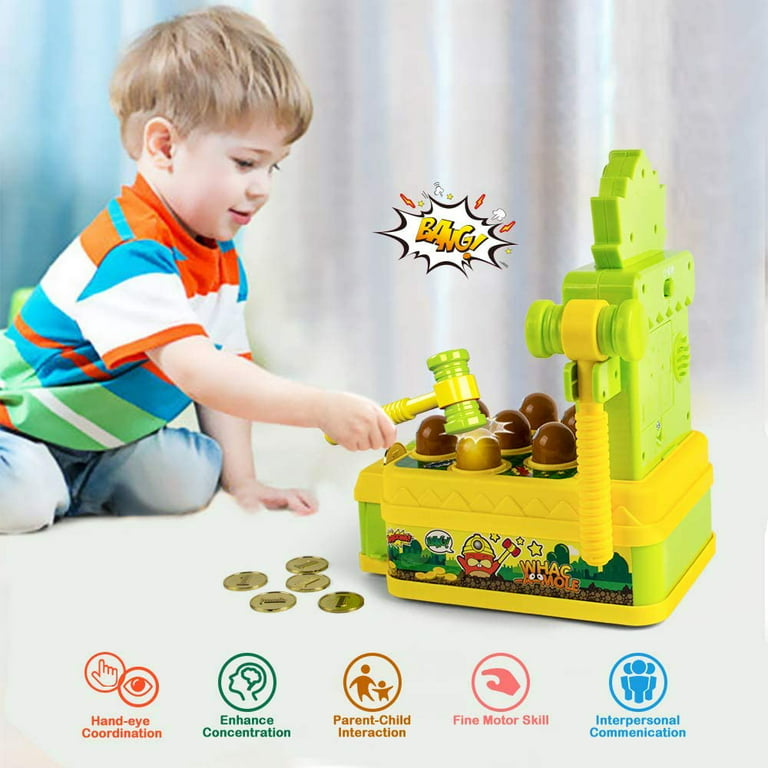 7 in 1 Toddlers Learning Toy for Developing Words and Music Skills Brown Mini Electronic Whack Game Mole Toy Loyaa Whack A Mole Game Interactive Pounding Toy for Boys & Girls of Age 3 4 5 6 7 8 